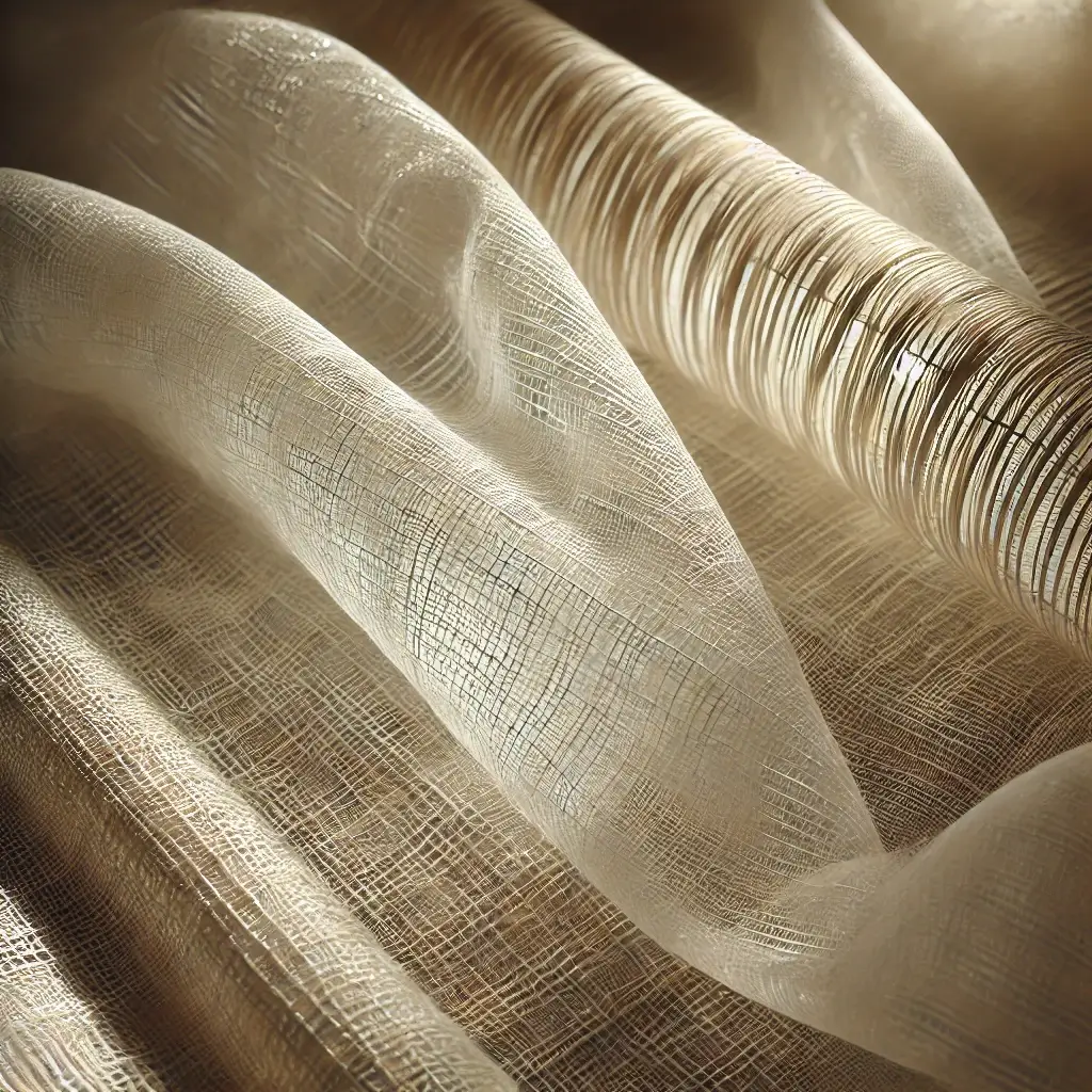 Close-up of piña and jusi fabrics showing the texture and transparency of traditional Barong Tagalog materials.